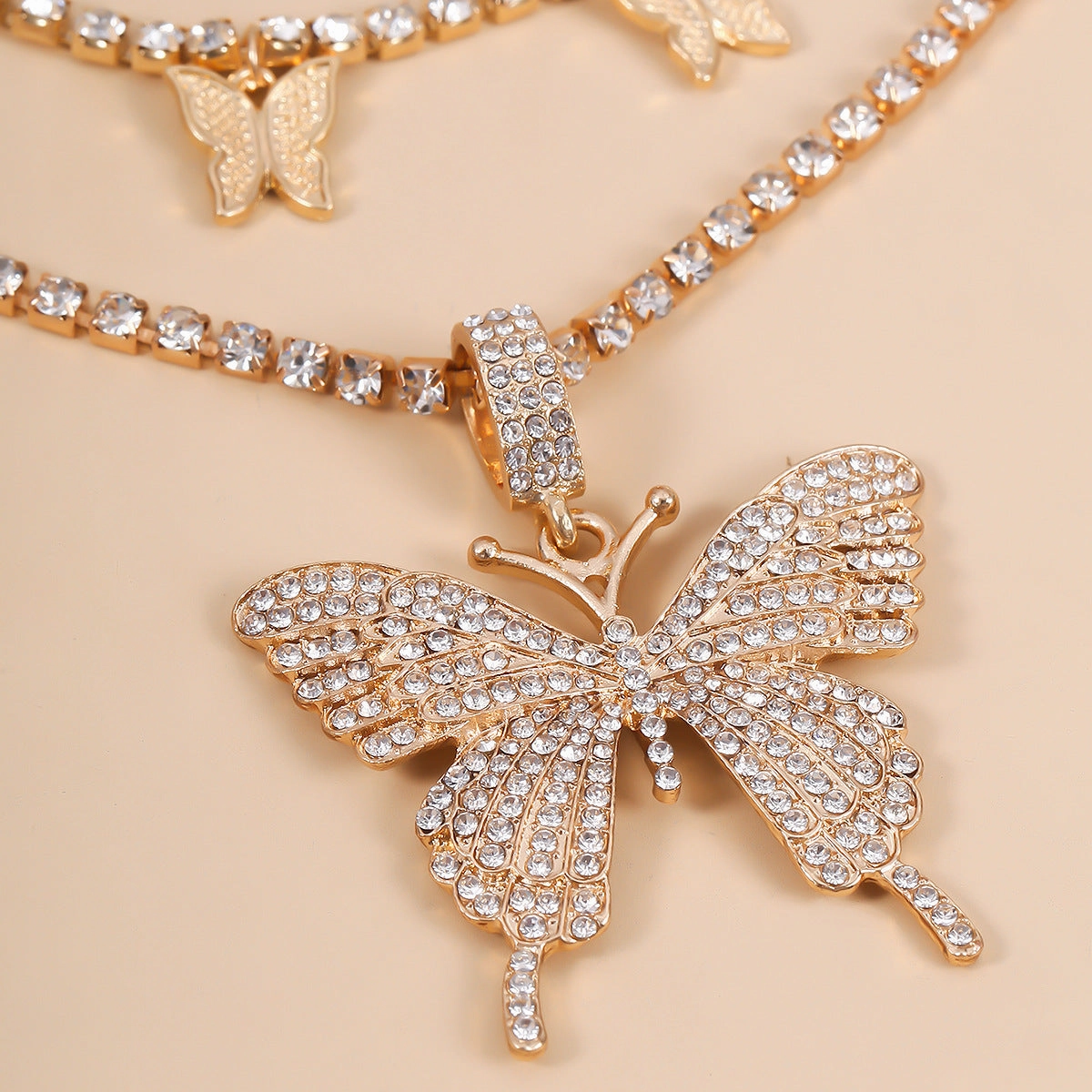 Wholesale Butterfly Diamond Alloy Necklace