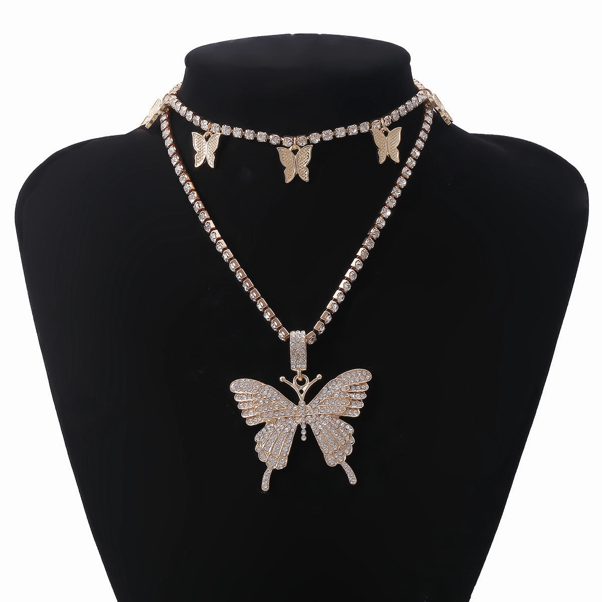 Wholesale Butterfly Diamond Alloy Necklace