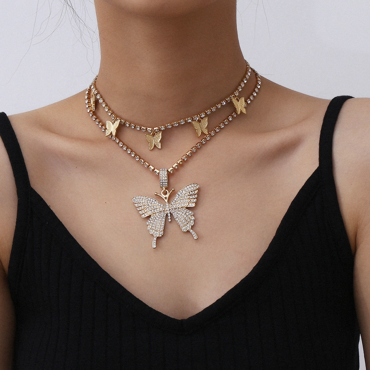 Wholesale Butterfly Diamond Alloy Necklace