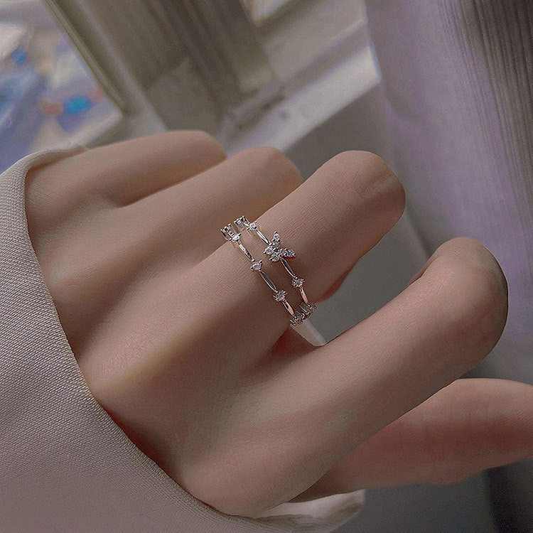 Wholesale Butterfly Double Layer Sterling Silver Rings