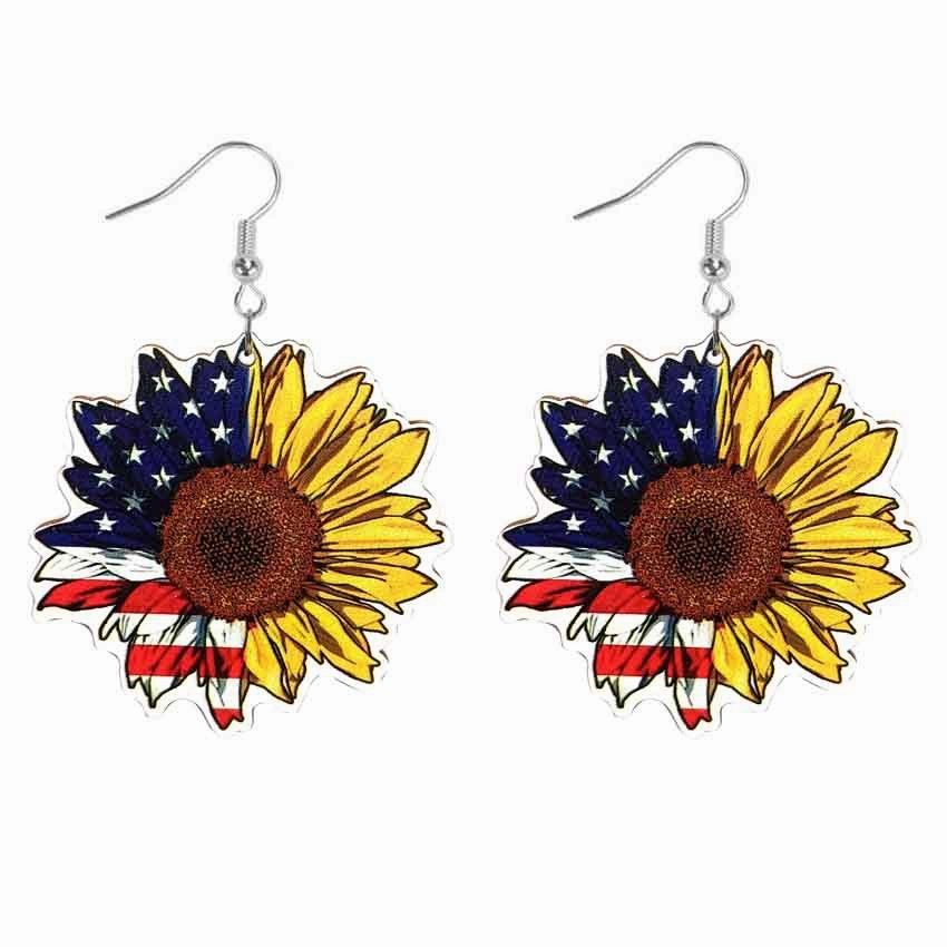 Wholesale Butterfly Eagle Sunflower Boots Lips Single Side Wooden Earrings