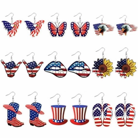 Wholesale Butterfly Eagle Sunflower Boots Lips Single Side Wooden Earrings