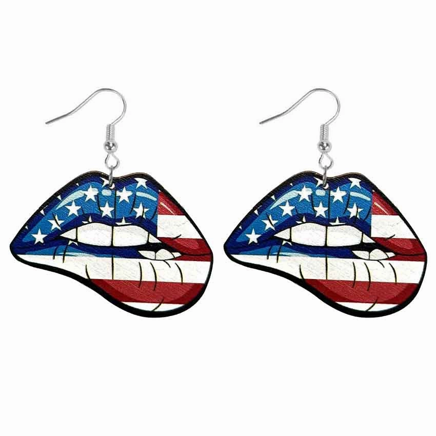 Wholesale Butterfly Eagle Sunflower Boots Lips Single Side Wooden Earrings