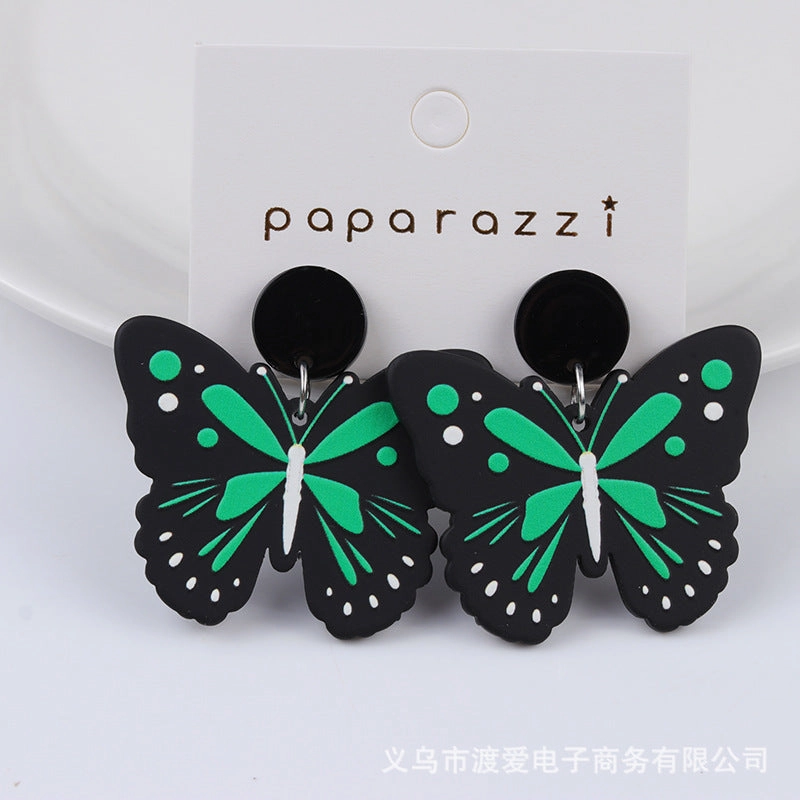 Wholesale Butterfly Embossed Colorful Acrylic Earrings