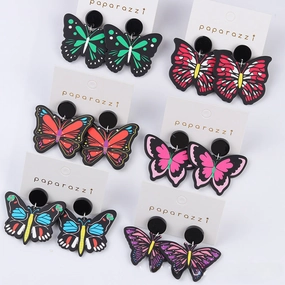Wholesale Butterfly Embossed Colorful Acrylic Earrings