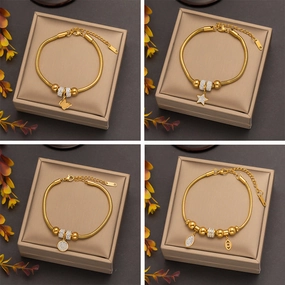 Wholesale Butterfly Eyes Flower Titanium Steel Bracelet