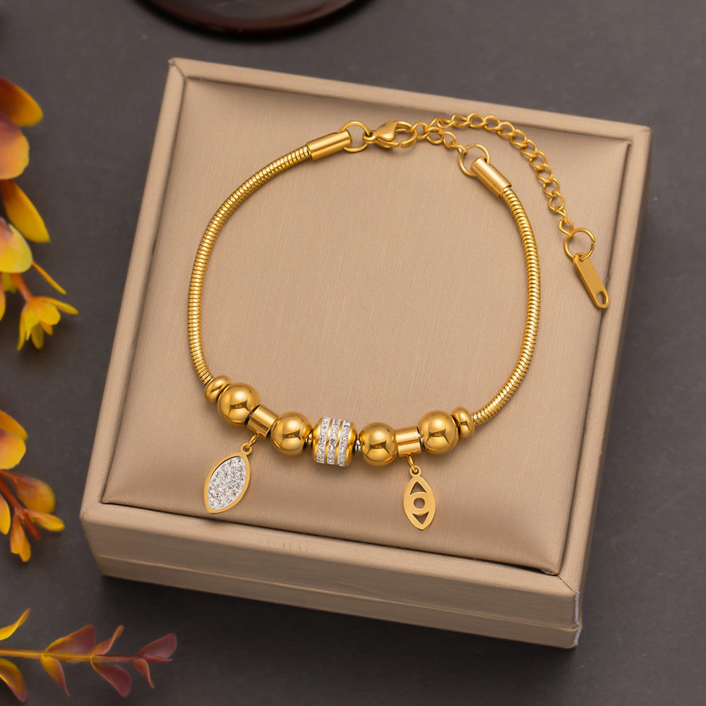 Wholesale Butterfly Eyes Flower Titanium Steel Bracelet