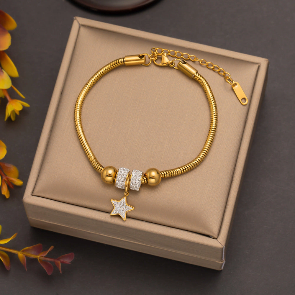 Wholesale Butterfly Eyes Flower Titanium Steel Bracelet