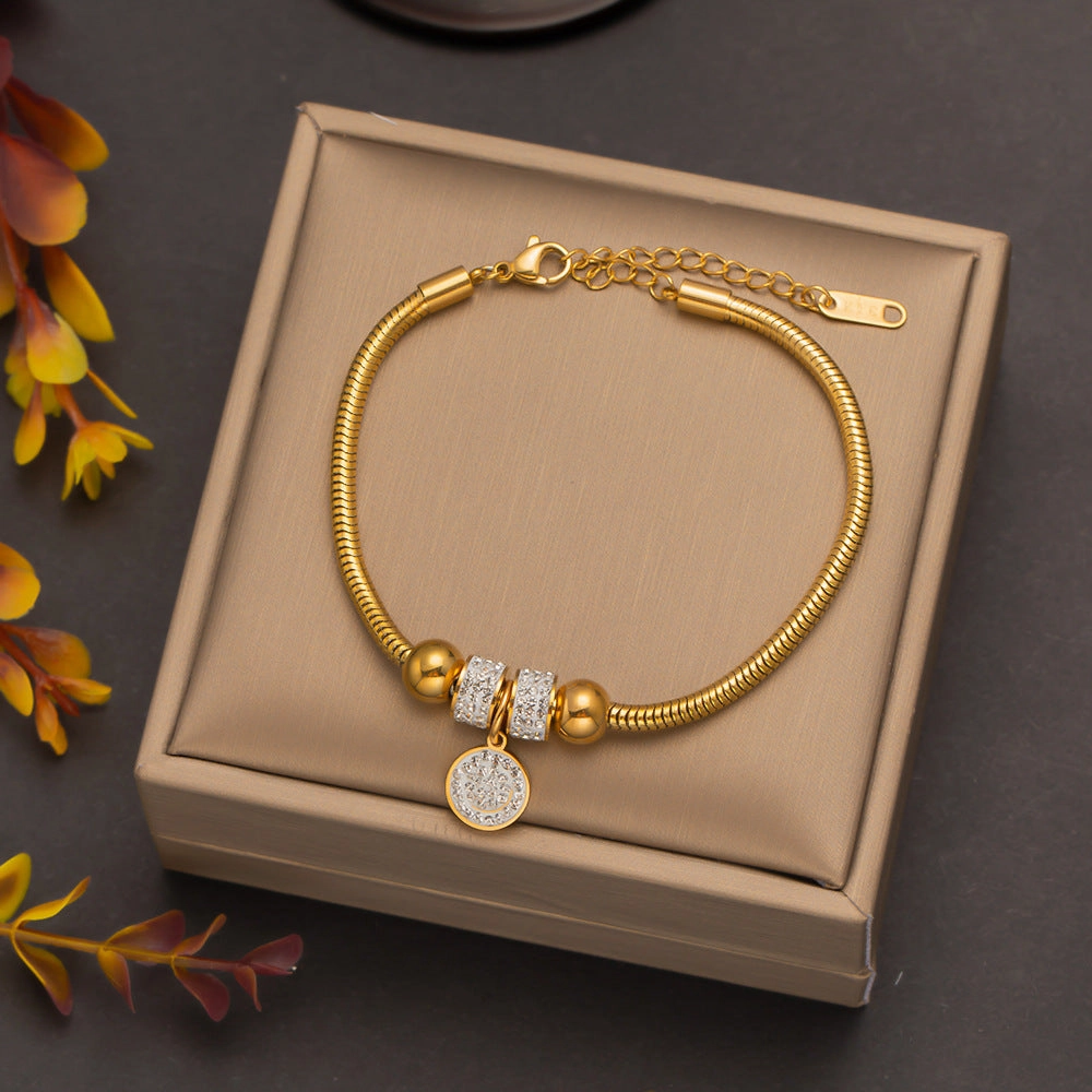 Wholesale Butterfly Eyes Flower Titanium Steel Bracelet