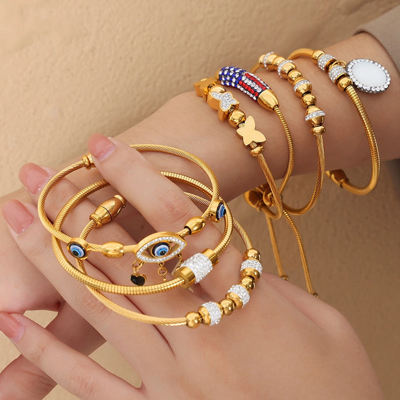 Wholesale Butterfly Heart Round Titanium Steel Bracelet