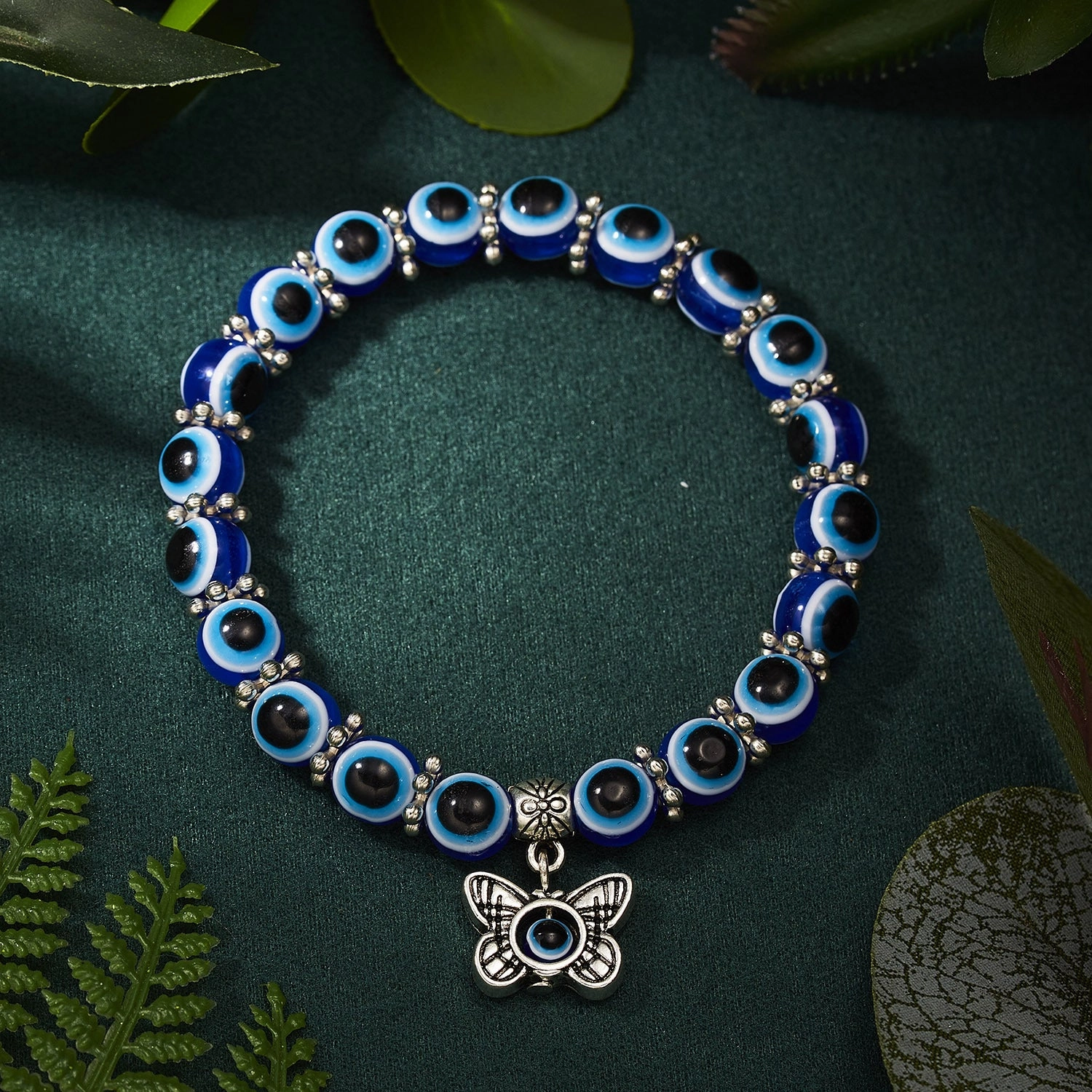 Wholesale Butterfly Hollow Devil Eyes Beaded Elastic Bracelet