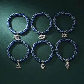 Wholesale Butterfly Hollow Devil Eyes Beaded Elastic Bracelet