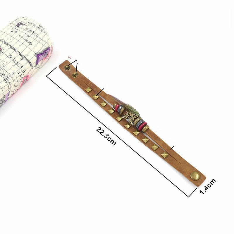 Wholesale Butterfly Leather Rivet Bracelet
