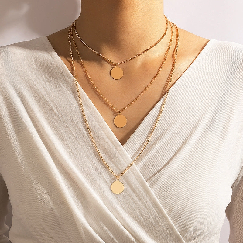Wholesale Butterfly Letter Disc Three Layer Necklace