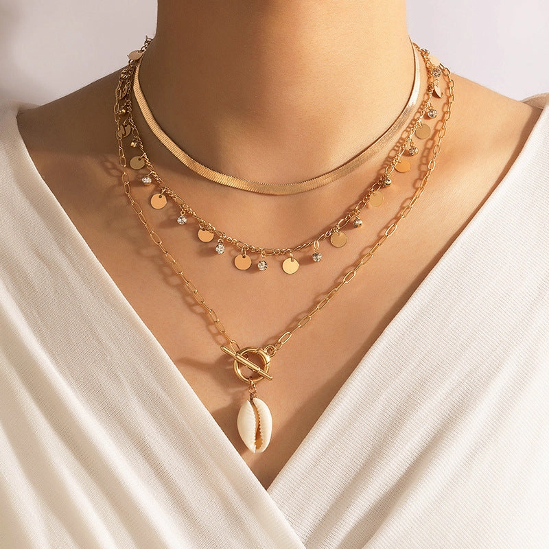 Wholesale Butterfly Letter Disc Three Layer Necklace