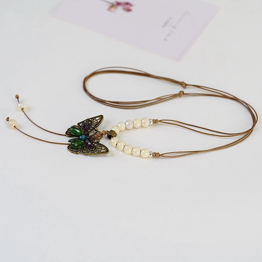 Wholesale Butterfly Long Ceramic Beads Necklace