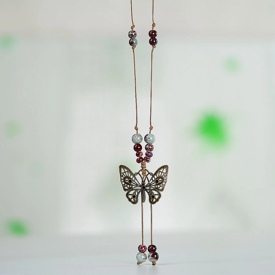 Wholesale Butterfly Long Ceramic Beads Necklace