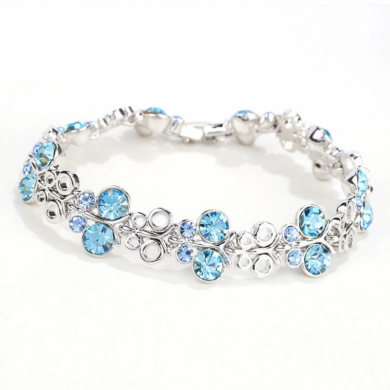 Wholesale Butterfly Love Flower Crystal Alloy Bracelet