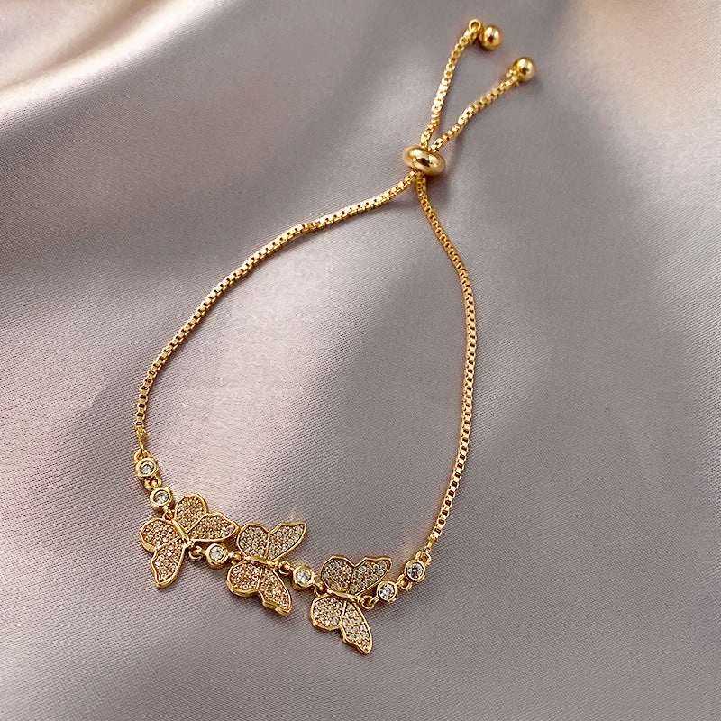 Wholesale Butterfly Micropaved Zircon Alloy Bracelet