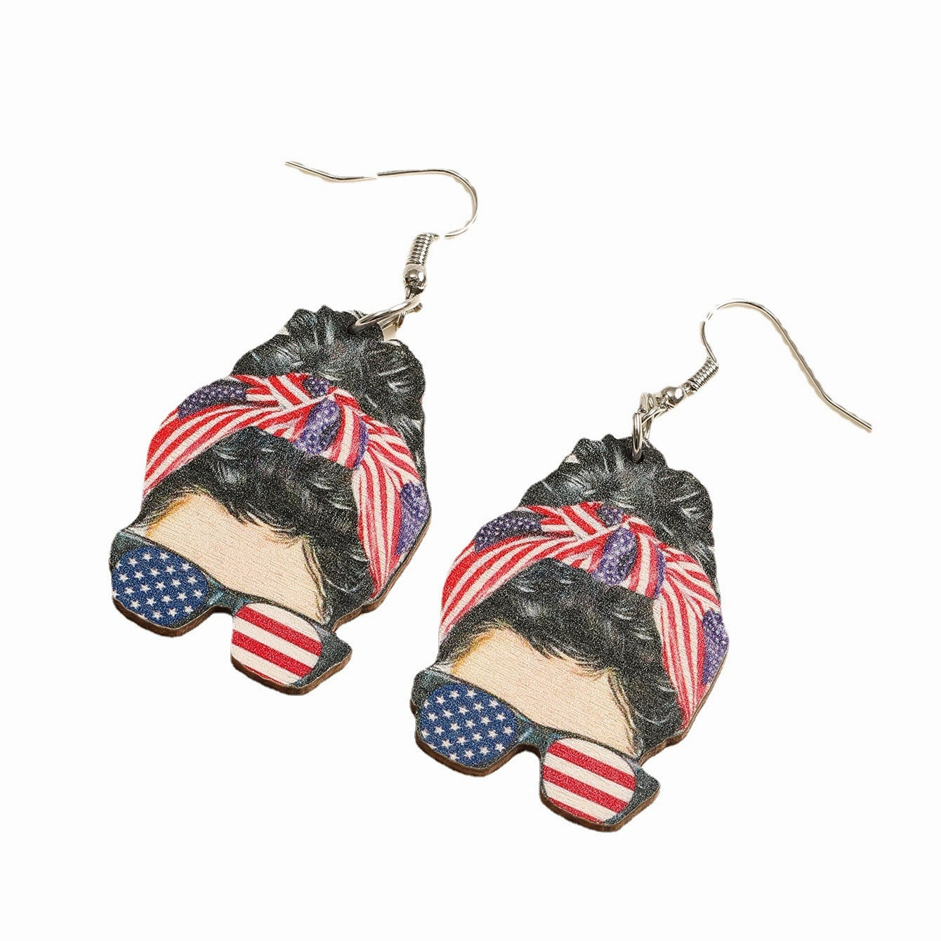 Wholesale Butterfly Mushroom Shape American Flag Print Wooden Earrings