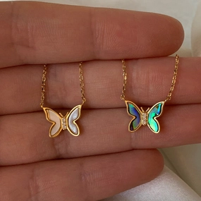 Wholesale Butterfly Natural Shell Copper Necklace