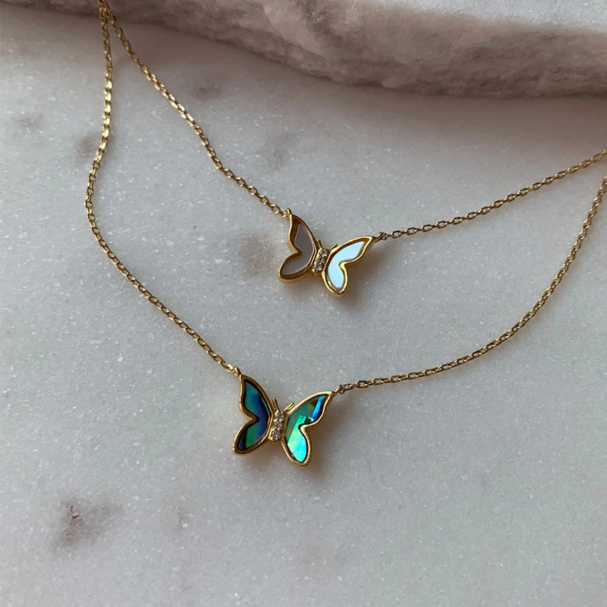 Wholesale Butterfly Natural Shell Copper Necklace