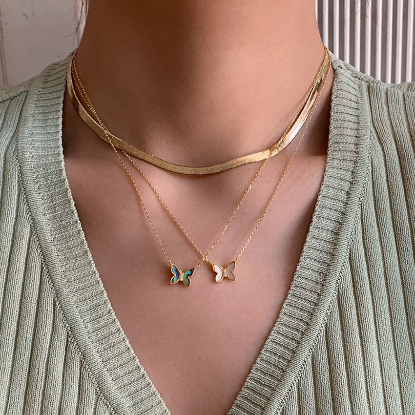 Wholesale Butterfly Natural Shell Copper Necklace