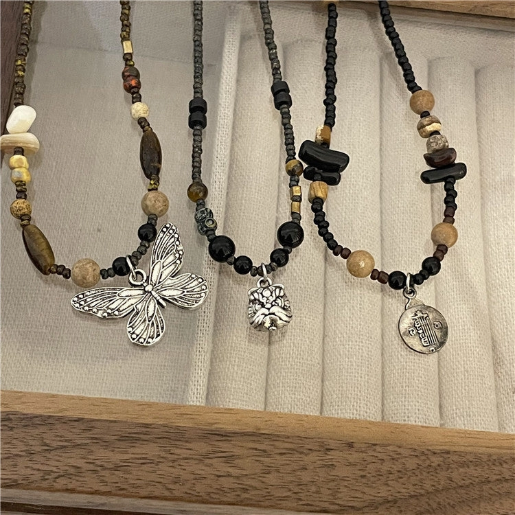Wholesale Butterfly Natural Stone Beaded Necklaces