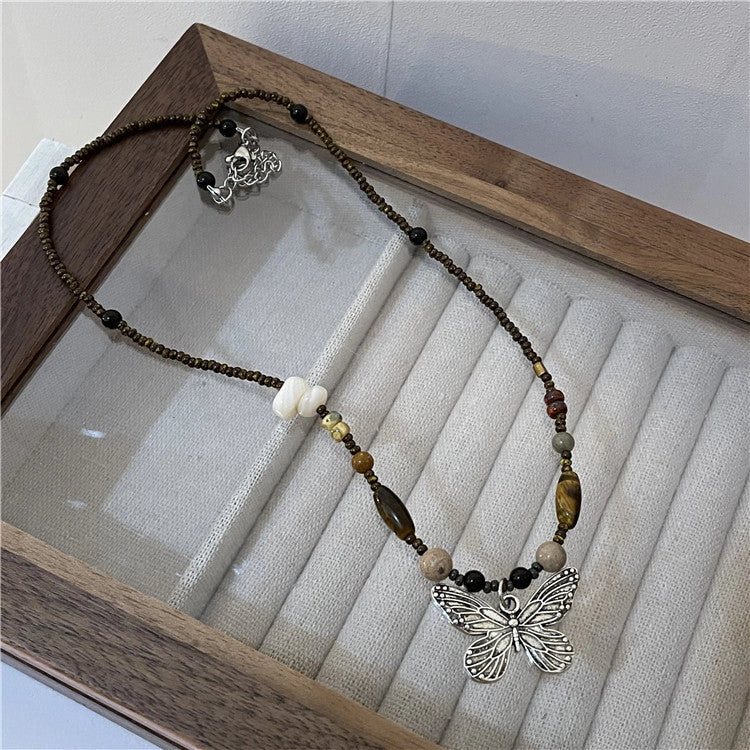 Wholesale Butterfly Natural Stone Beaded Necklaces