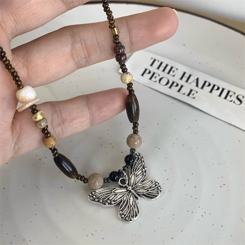 Wholesale Butterfly Natural Stone Necklace