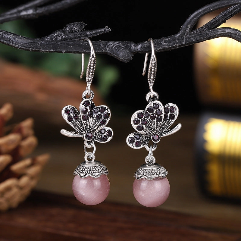 Wholesale Butterfly Opal Alloy Earrings