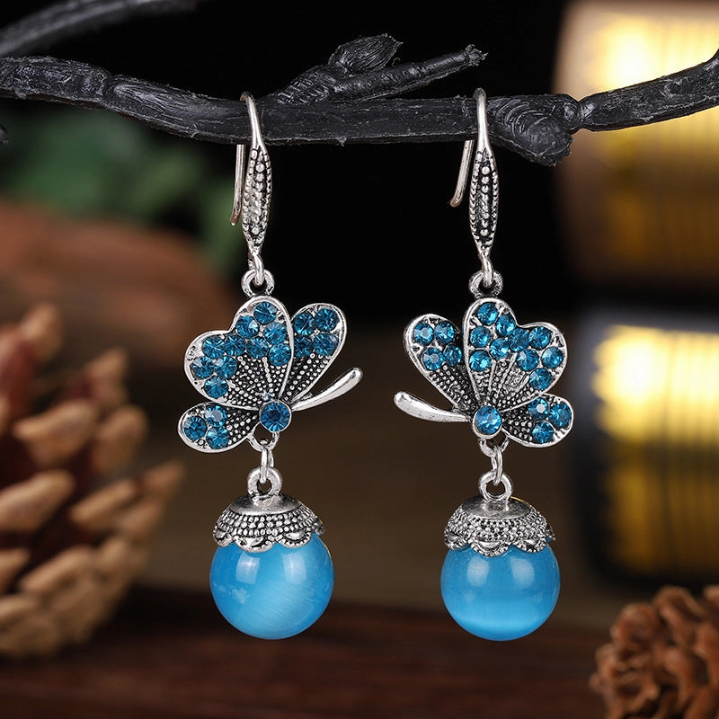 Wholesale Butterfly Opal Alloy Earrings