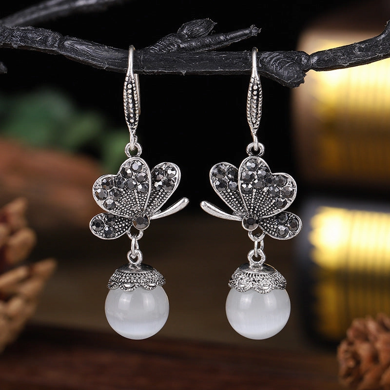 Wholesale Butterfly Opal Alloy Earrings