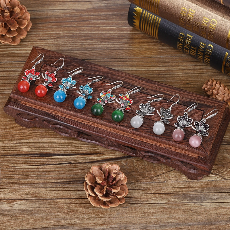 Wholesale Butterfly Opal Alloy Earrings