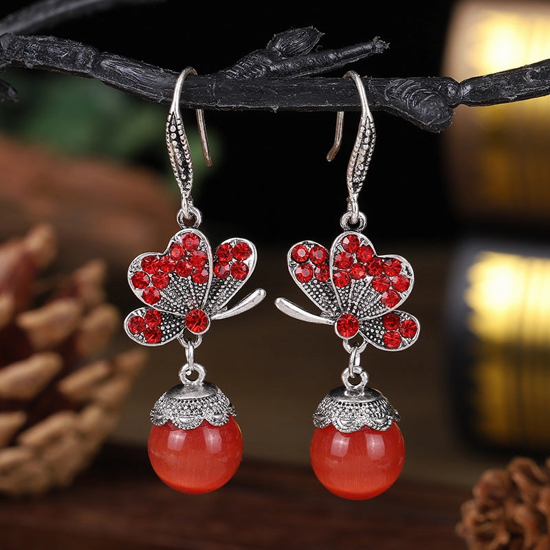Wholesale Butterfly Opal Alloy Earrings