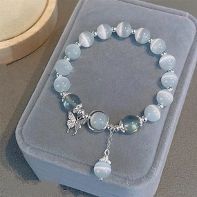Wholesale Butterfly Opal Aquamarine Gray Moonlight Crystal Beaded Bracelet