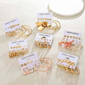 Wholesale Butterfly Pearl Alloy Earrings Set Combination