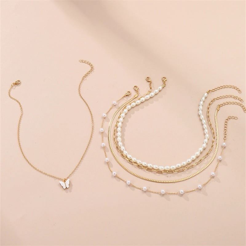 Wholesale Butterfly Pearl Necklace Set
