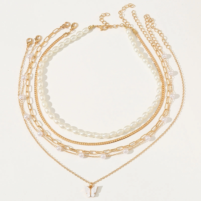 Wholesale Butterfly Pearl Necklace Set
