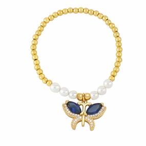 Wholesale Butterfly Pearl String Beads Copper Bracelet