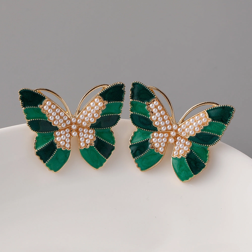Wholesale Butterfly Pearl Zinc Alloy Earrings