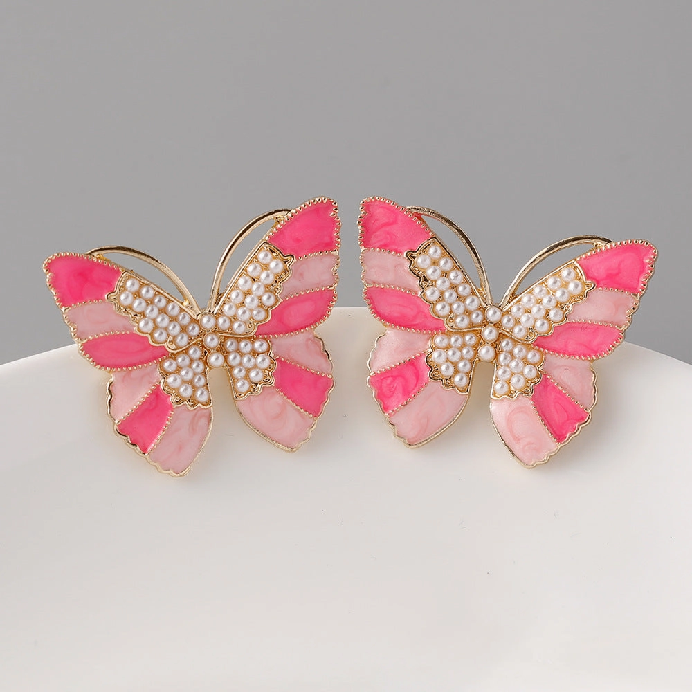 Wholesale Butterfly Pearl Zinc Alloy Earrings