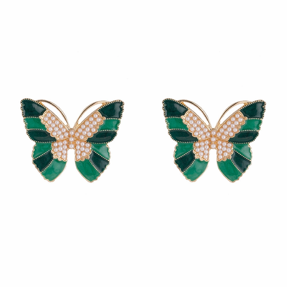Wholesale Butterfly Pearl Zinc Alloy Earrings