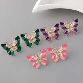 Wholesale Butterfly Pearl Zinc Alloy Earrings