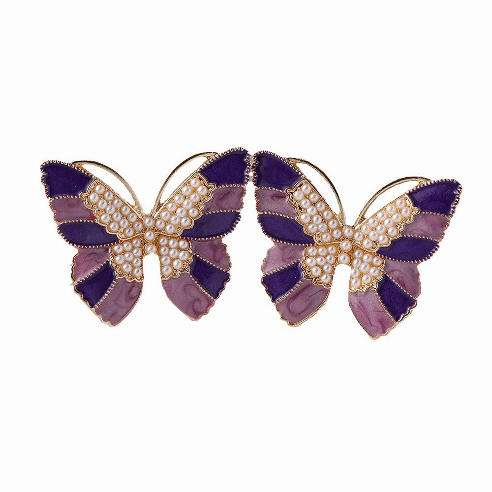 Wholesale Butterfly Pearl Zinc Alloy Earrings