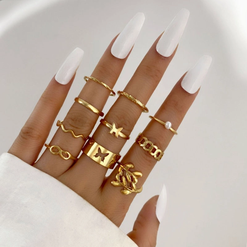 Wholesale Butterfly Ring Opening Multi Joint Alloy Ring Set