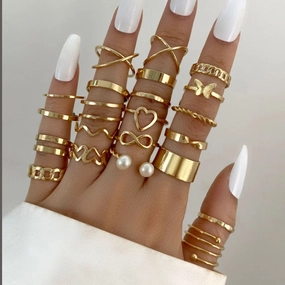 Wholesale Butterfly Ring Opening Multi Joint Alloy Ring Set