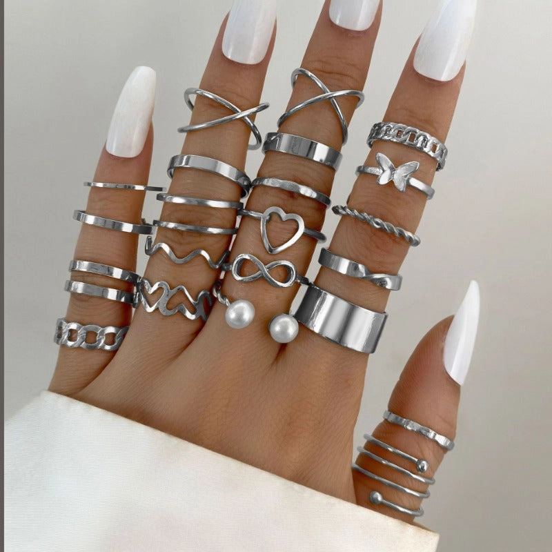 Wholesale Butterfly Ring Opening Multi Joint Alloy Ring Set