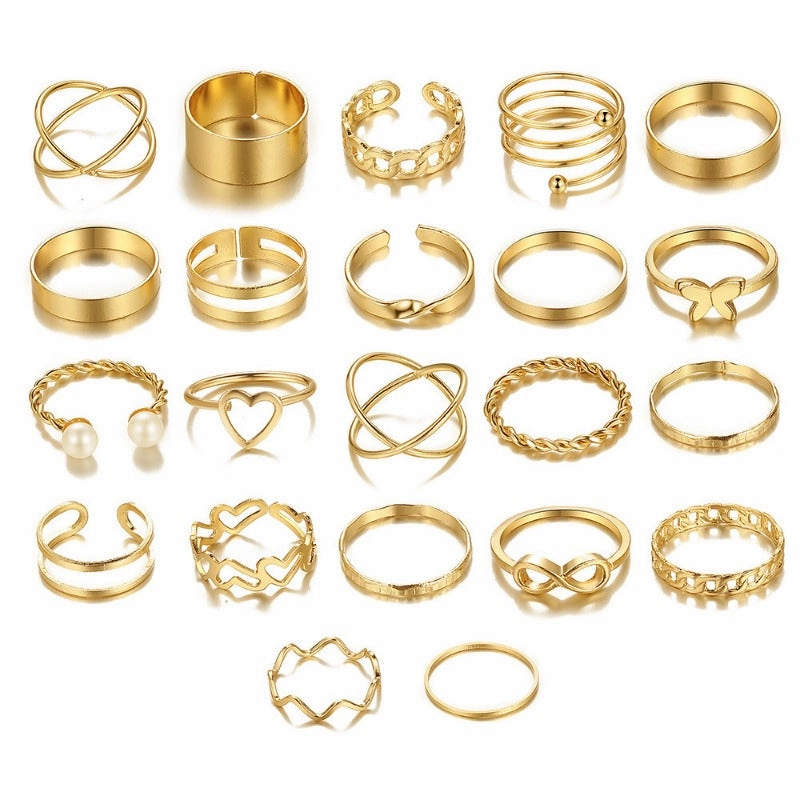 Wholesale Butterfly Ring Opening Multi Joint Alloy Ring Set