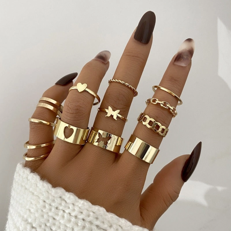 Wholesale Butterfly Ring Opening Multi Joint Alloy Ring Set